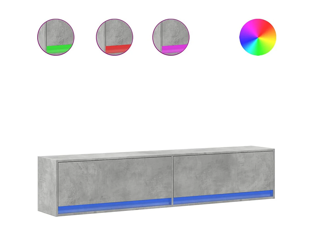 Móvel de parede p/ TV c/ luzes LED 180x31x38 cm cinza cimento