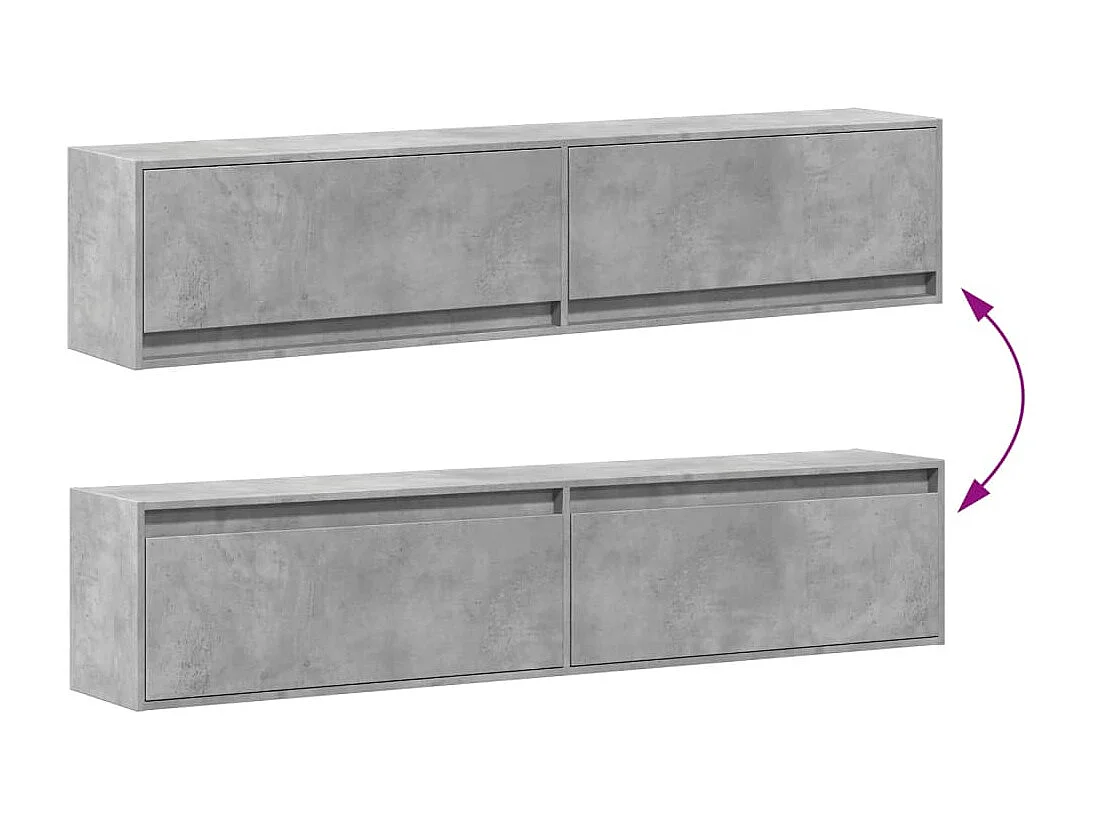 Móvel de parede p/ TV c/ luzes LED 180x31x38 cm cinza cimento