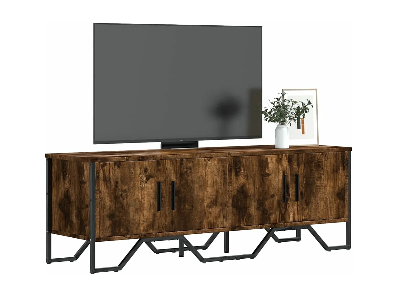 Tv-meubel 122x34x41 cm bewerkt hout gerookt eikenkleurig