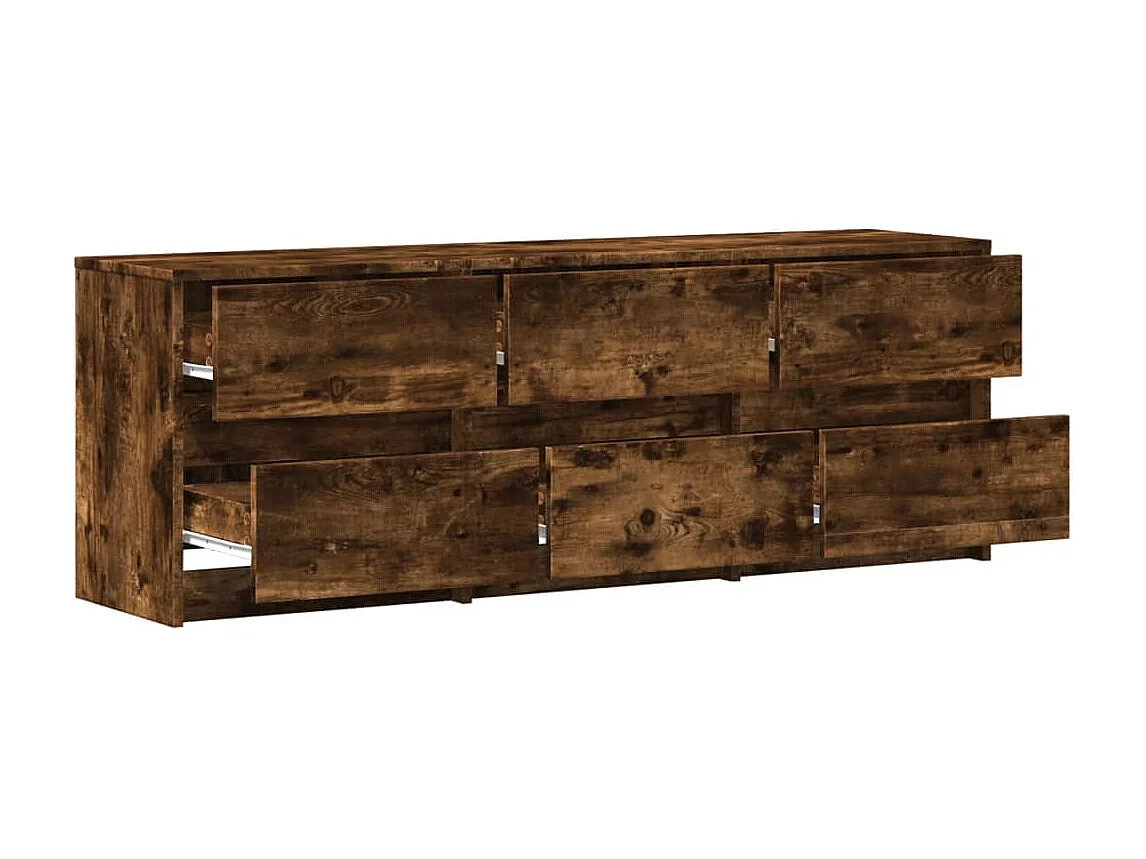 Mobile Porta TV con LED Rovere Fumo 140x34x50cm in Truciolato