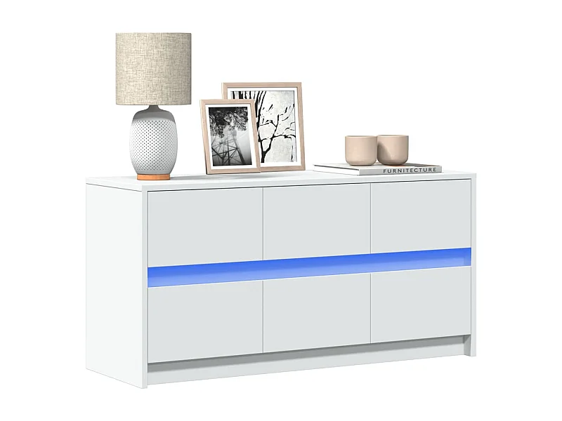 Móvel de TV com luzes LED derivados de madeira branco