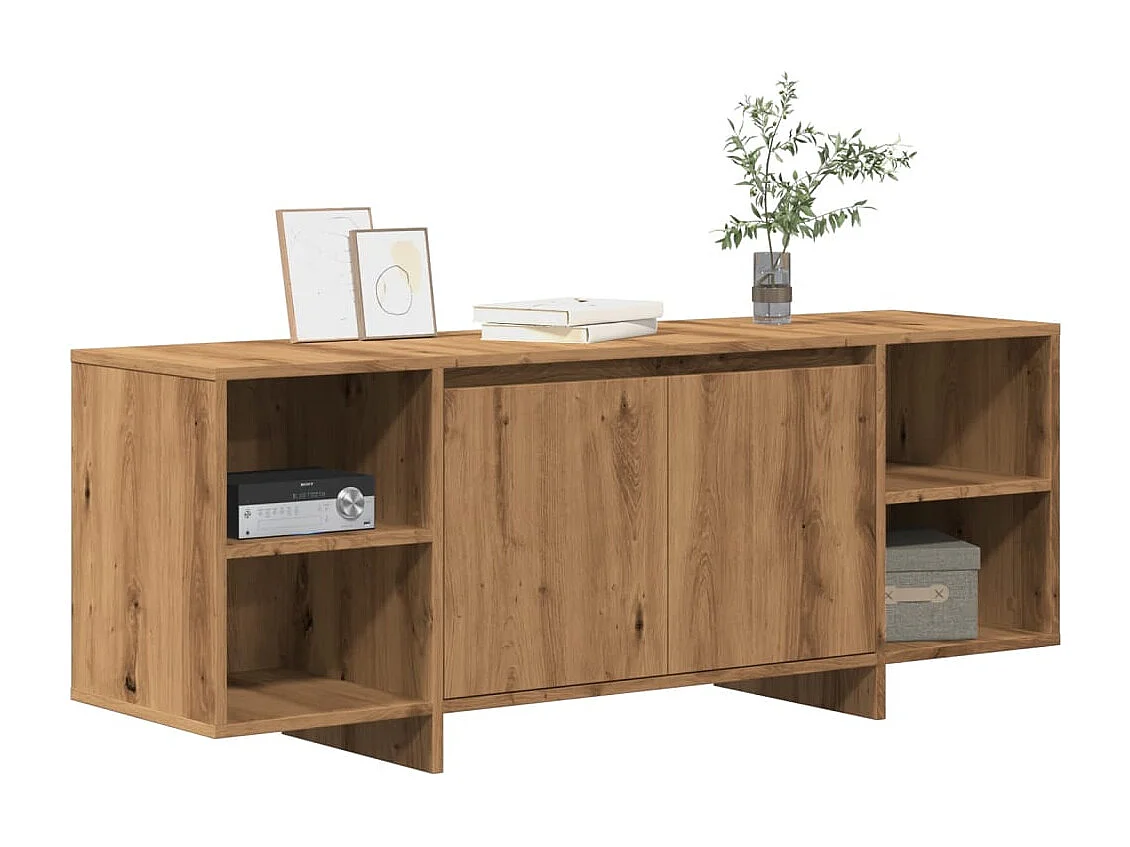 Meuble TV chêne artisanal 130x35x50 cm bois d'ingénierie