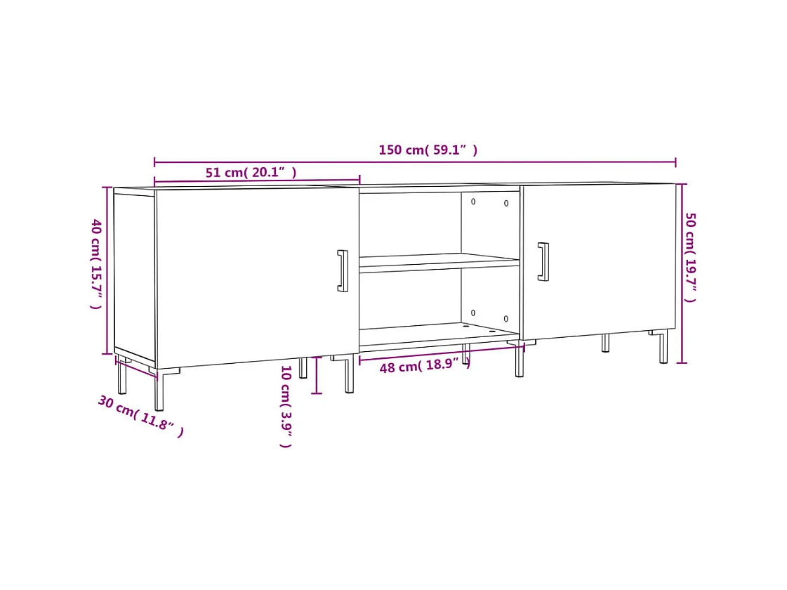 TV-Schrank Schwarz 150x30x50 cm Holzwerkstoff
