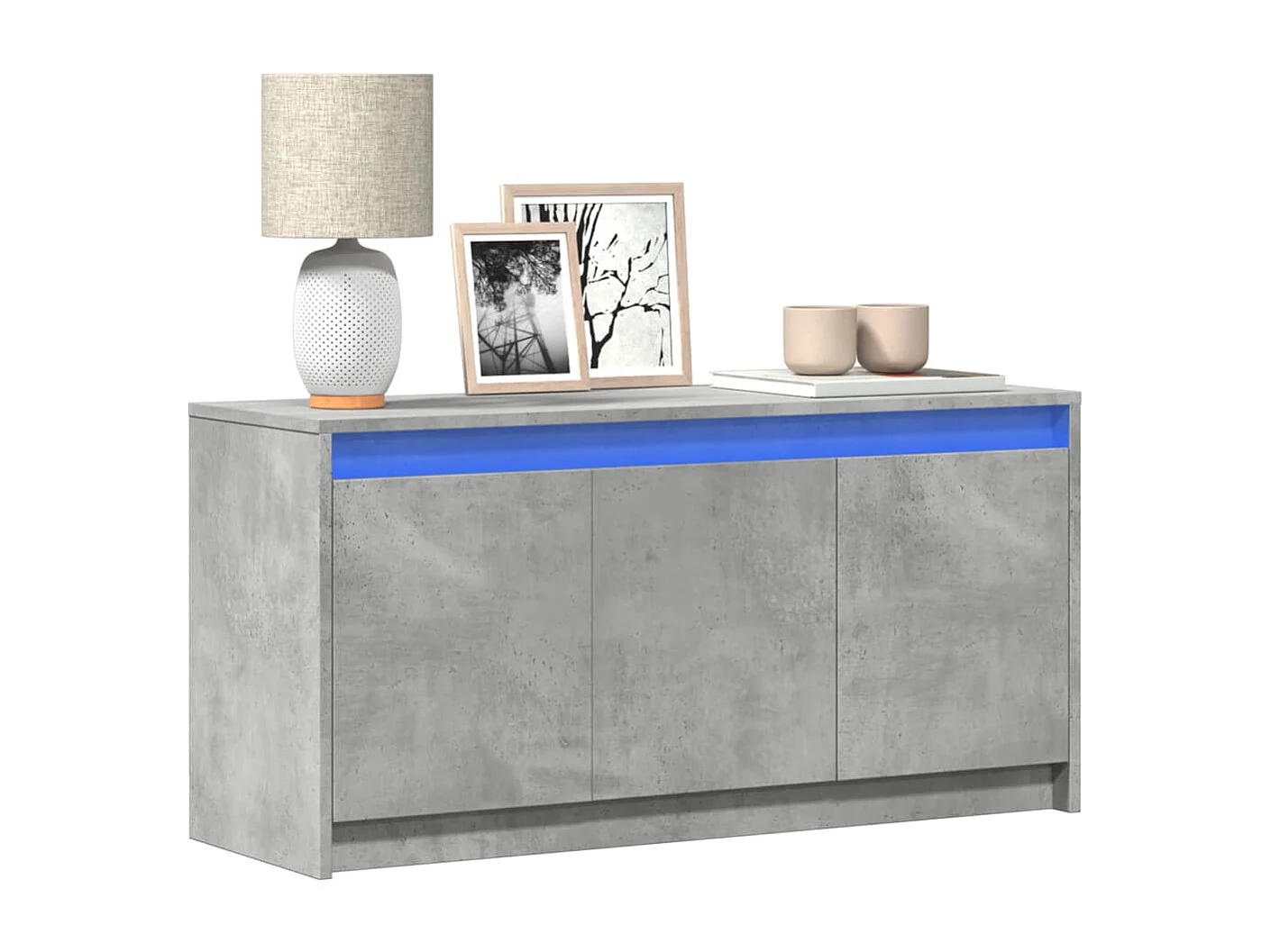 Tv-meubel met LED 100x34x50 cm bewerkt hout betongrijs