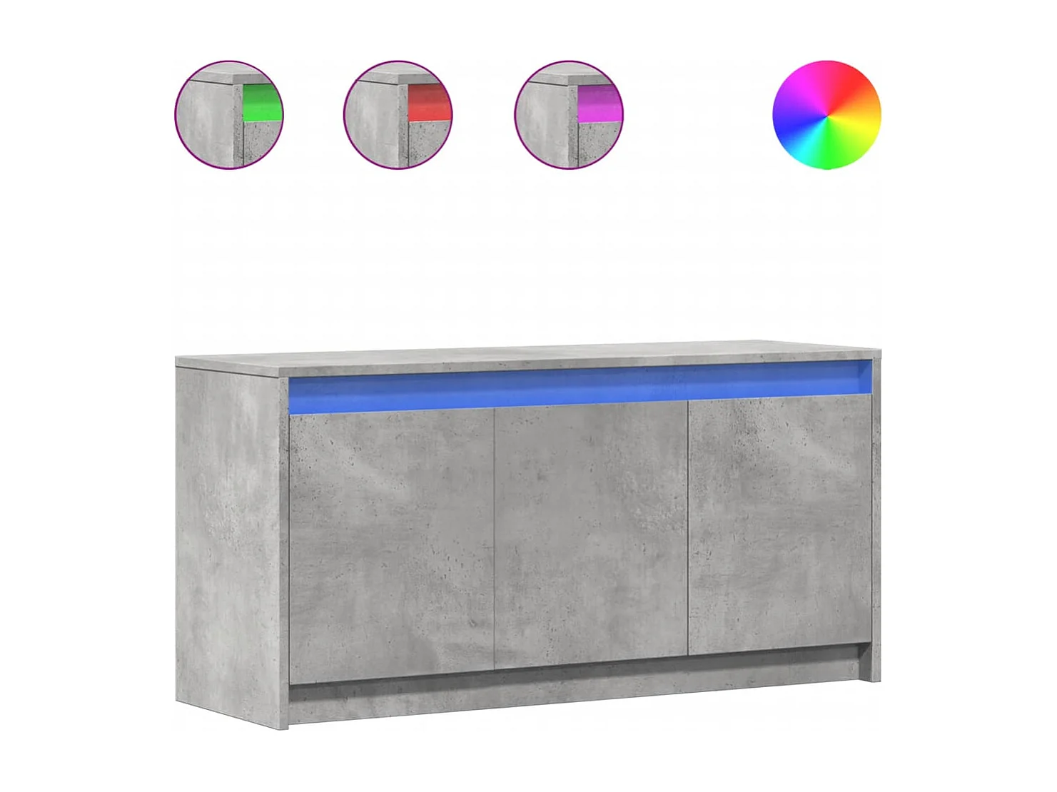 Tv-meubel met LED 100x34x50 cm bewerkt hout betongrijs