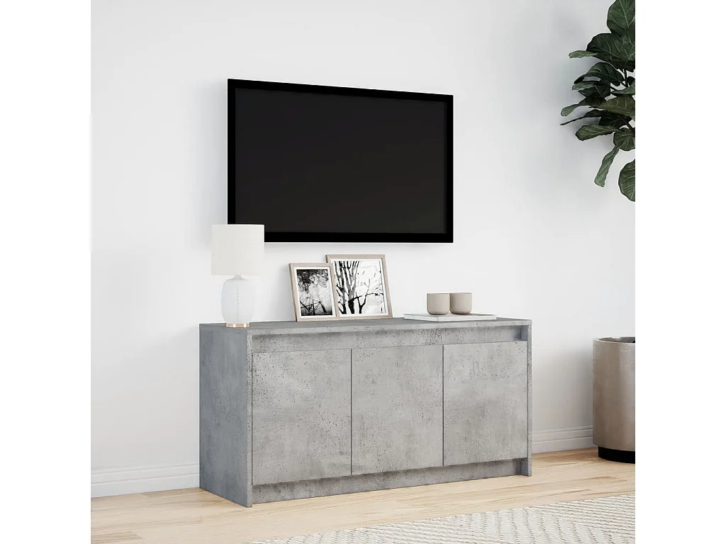 Tv-meubel met LED 100x34x50 cm bewerkt hout betongrijs