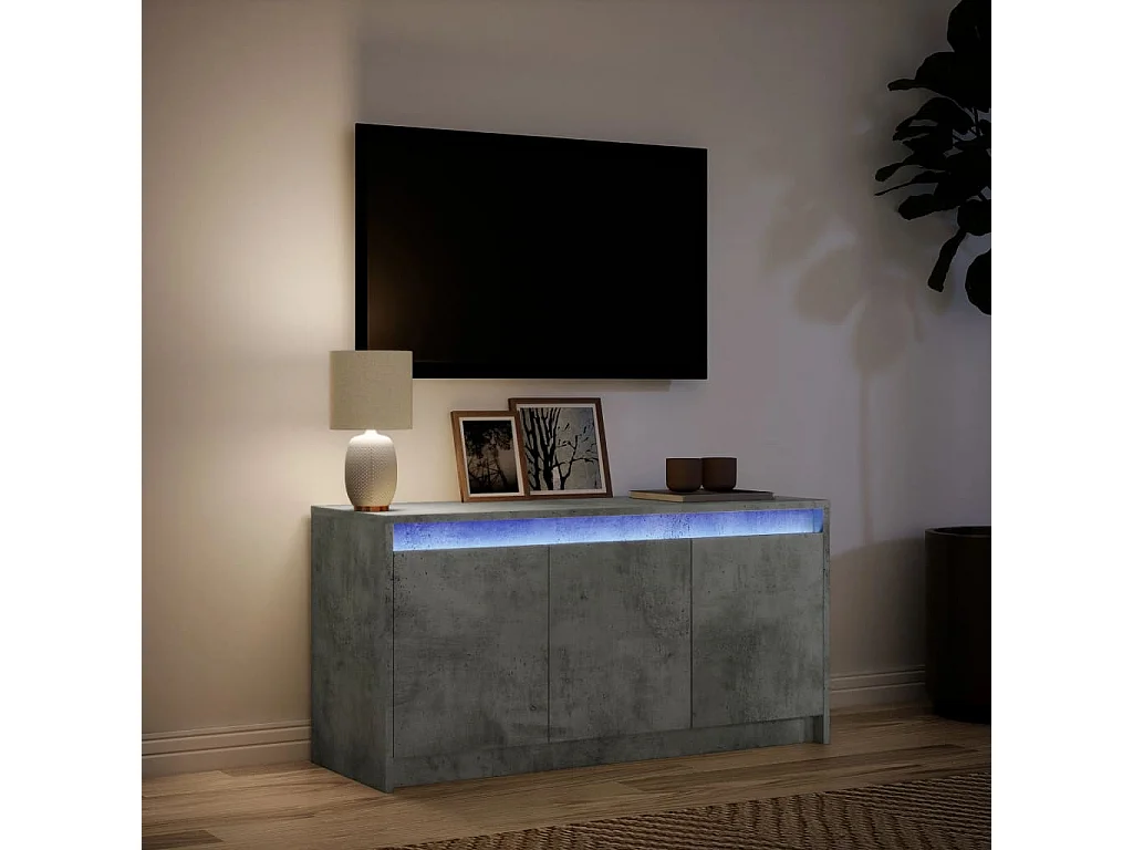 Tv-meubel met LED 100x34x50 cm bewerkt hout betongrijs