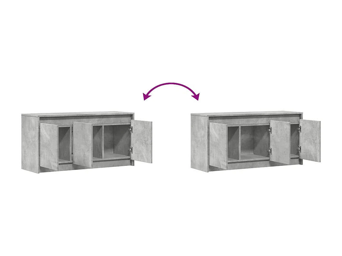 Tv-meubel met LED 100x34x50 cm bewerkt hout betongrijs