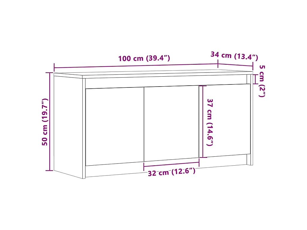 Mobile Porta TV con LED Grigio Cemento 100x34x50 cm Truciolato