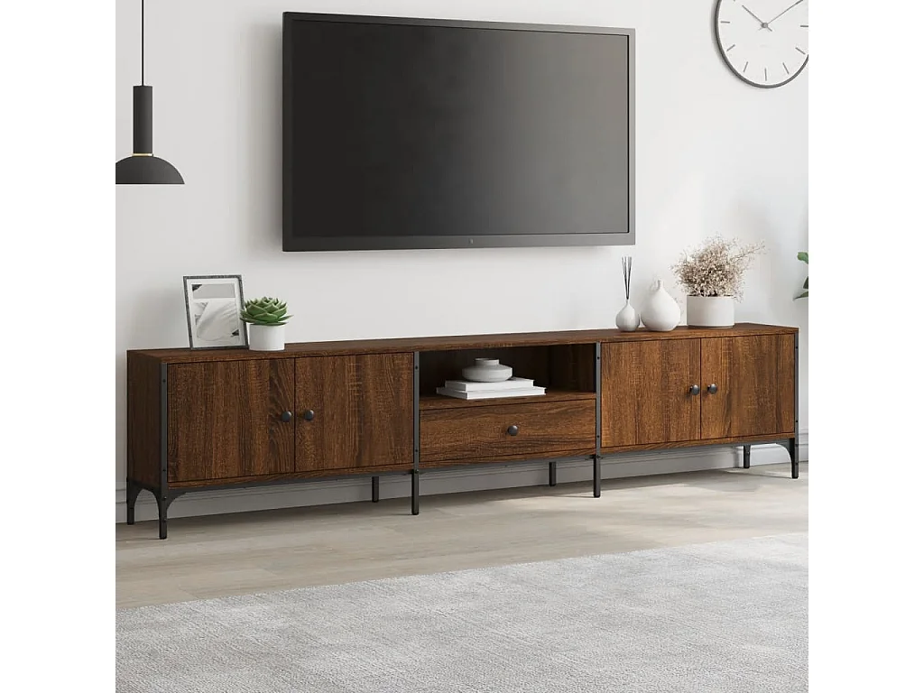 TV-Schrank mit Schublade Braun Eiche 200x25x44 cm Holzwerkstoff