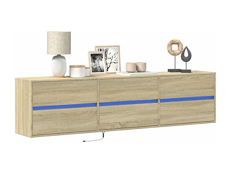 Tv-wandmeubel met LED-verlichting 180x31x45 cm sonoma eiken