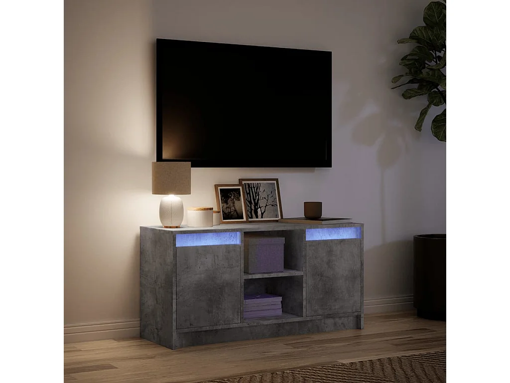 Meuble TV avec LED gris béton 100x34x50 cm bois d'ingénierie