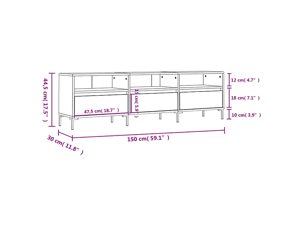 Mobile Porta TV Rovere Sonoma 150x30x44,5 cm Legno Multistrato