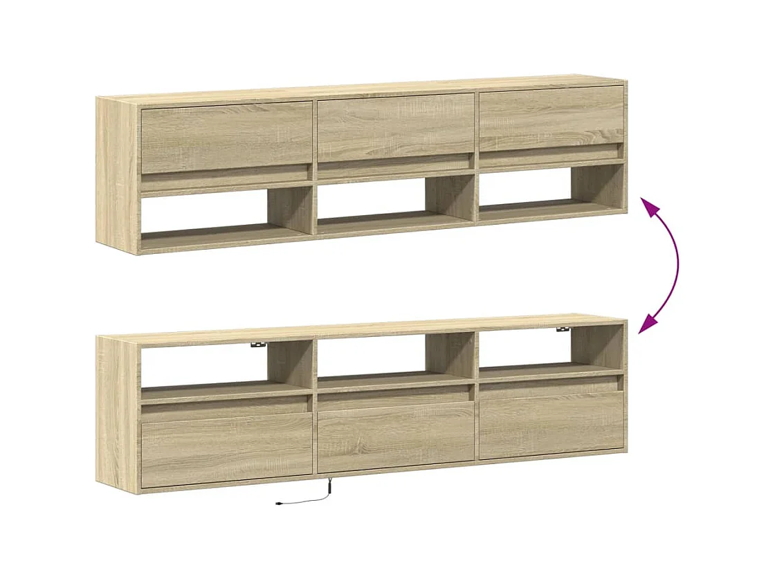 Meuble TV mural avec LED chêne sonoma 180x31x45 cm