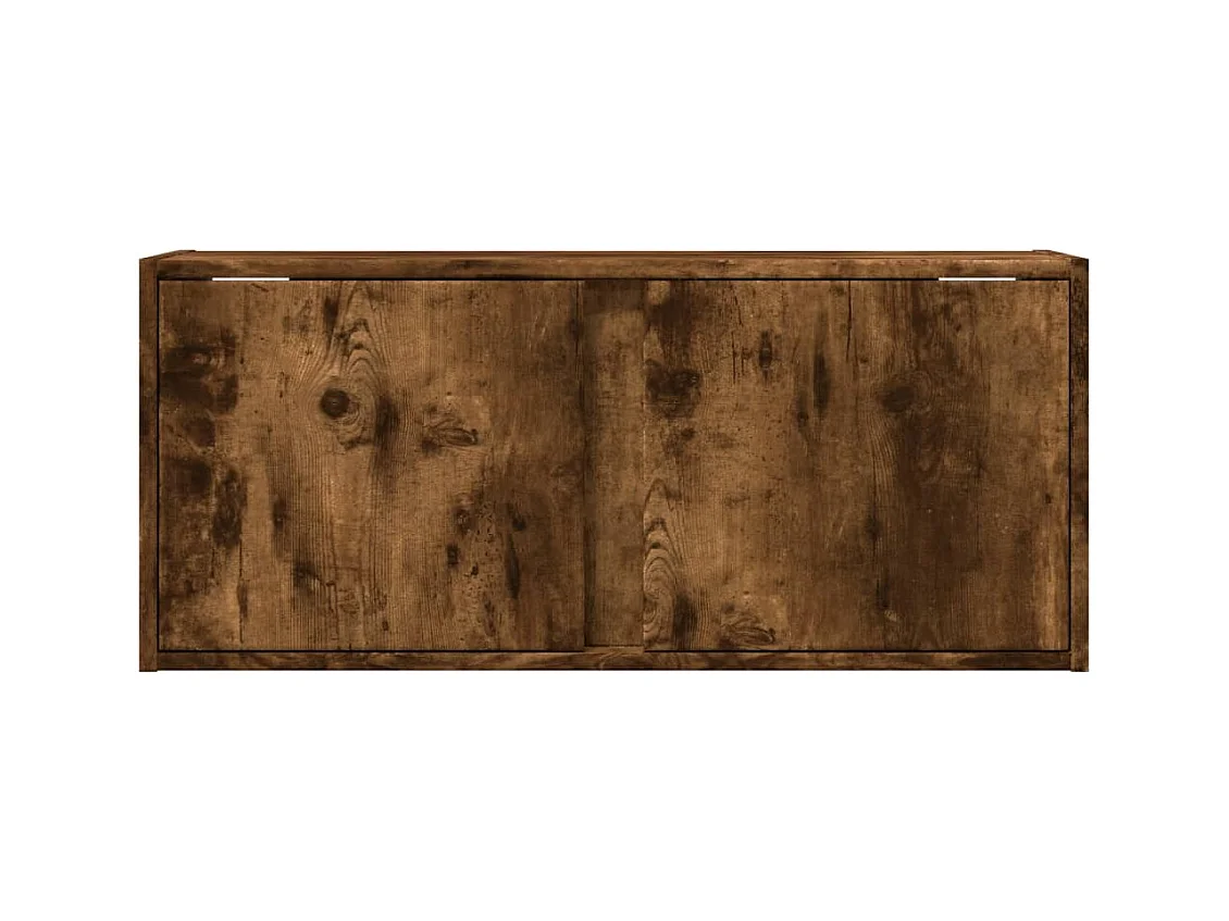 Meuble TV mural avec lumières LED chêne fumé 80x31x35 cm