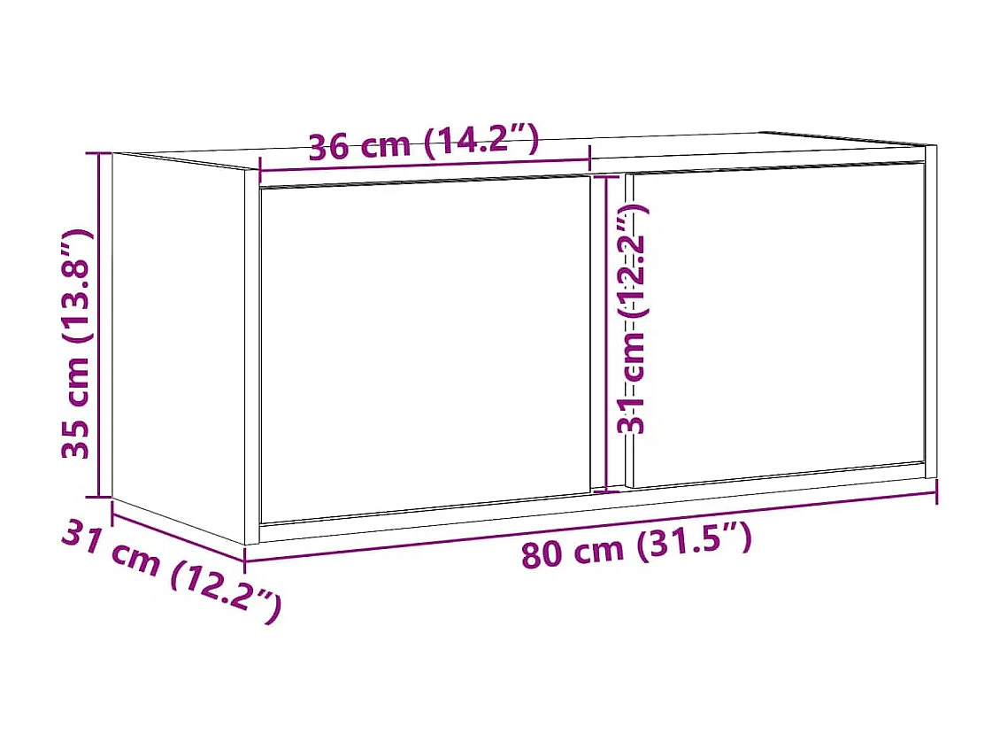 Móvel de parede p/ TV c/ luzes LED 80x31x35 cm carvalho fumado