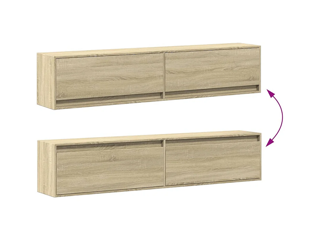 Meuble TV mural avec LED chêne sonoma 180x31x38 cm