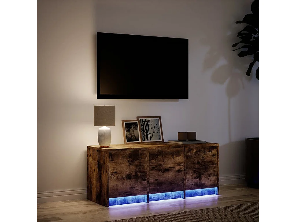 TV-Schrank LED Räuchereiche 97x34x40 cm Holzwerkstoff