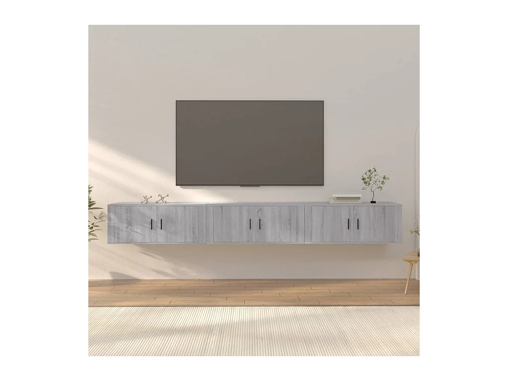 Meubles TV muraux 3 pcs sonoma gris 100x34,5x40 cm