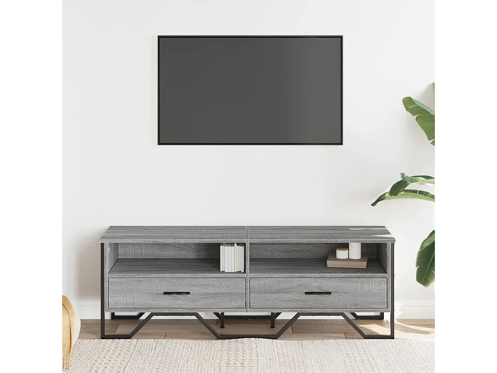 Mobile Porta TV Grigio Sonoma 122x34x41cm in Legno Multistrato