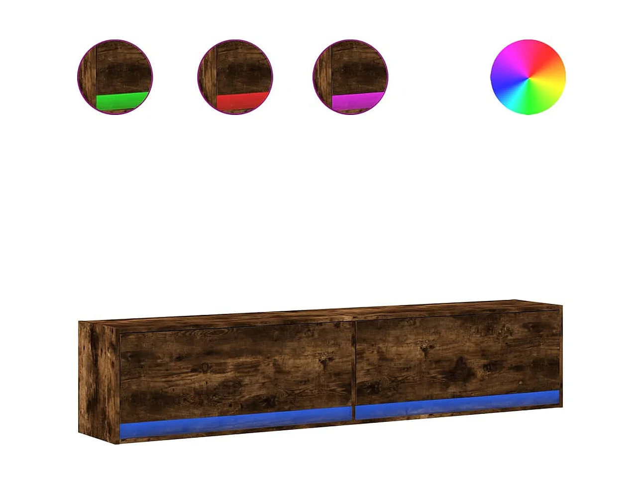 Móvel de parede p/ TV c/ luzes LED 180x31x38 cm carvalho fumado