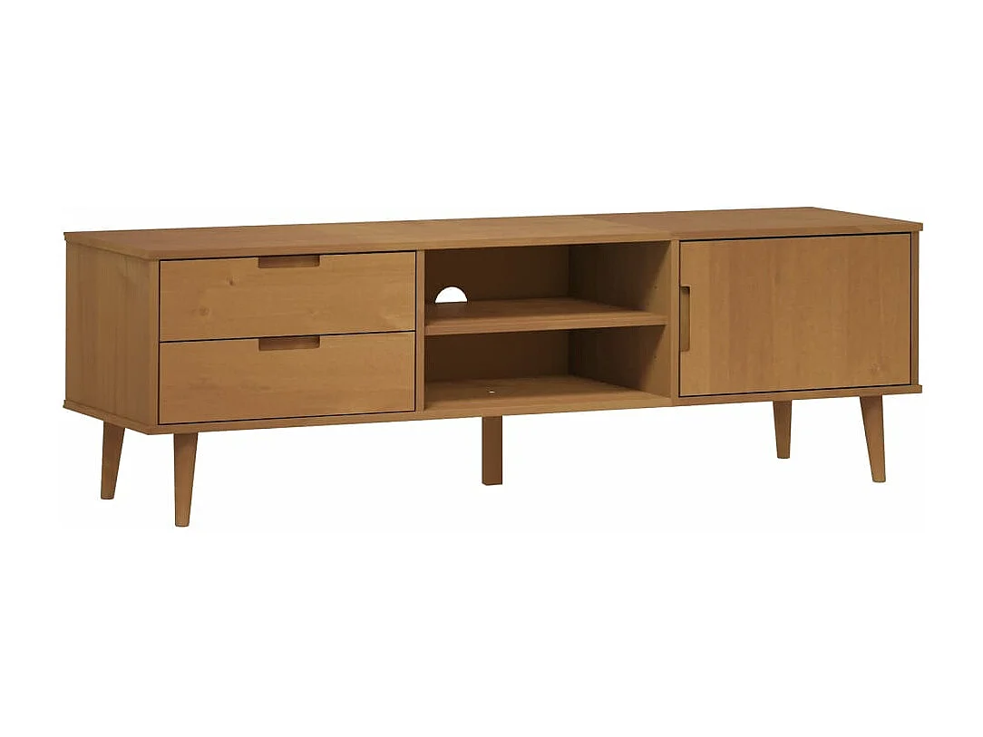 Tv-meubel MOLDE 158x40x49 cm massief grenenhout bruin