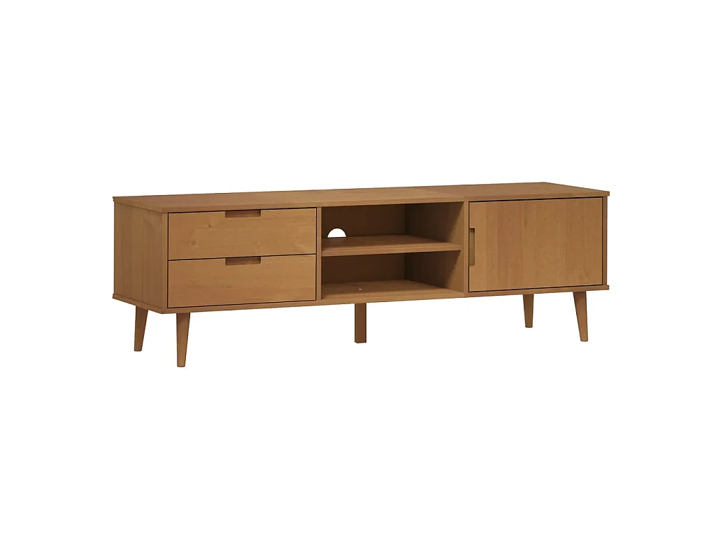 TV-Schrank MOLDE Braun 158x40x49 cm Massivholz Kiefer