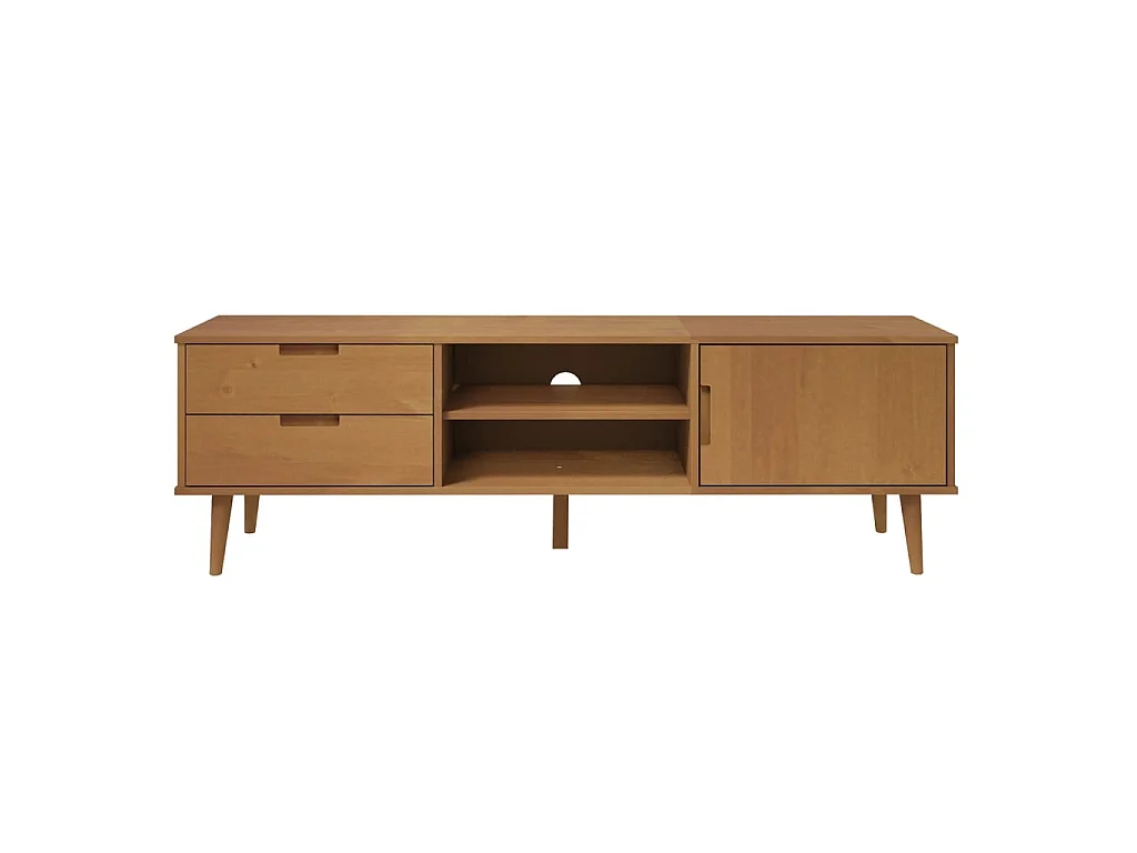 TV-Schrank MOLDE Braun 158x40x49 cm Massivholz Kiefer