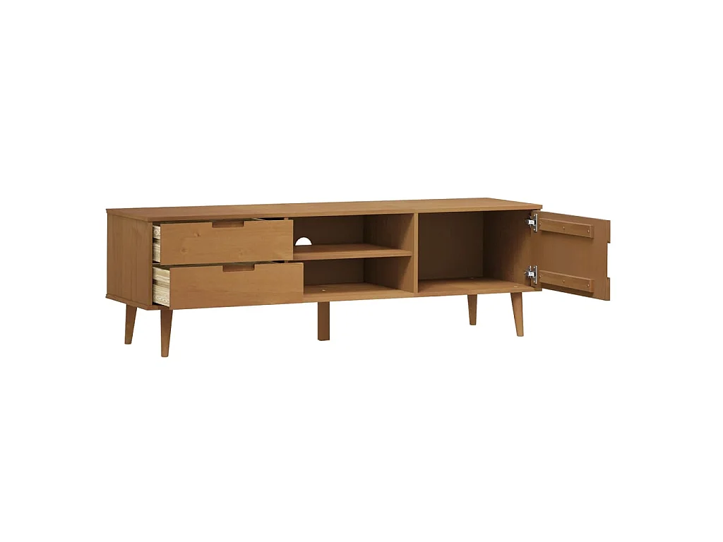 TV-Schrank MOLDE Braun 158x40x49 cm Massivholz Kiefer