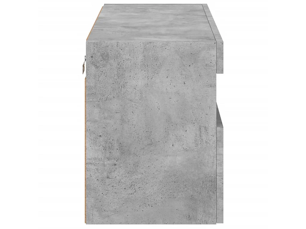 Meuble TV mural avec lumières LED gris béton 80x30x40 cm