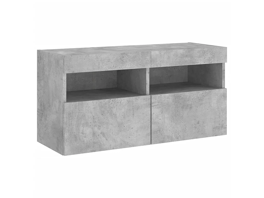 TV-Wandschrank mit LED-Leuchten Betongrau 80x30x40 cm