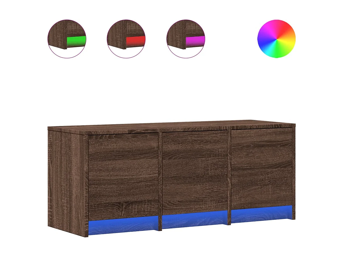 Tv-meubel met LED 97x34x40 cm bewerkt hout bruin eikenkleurig