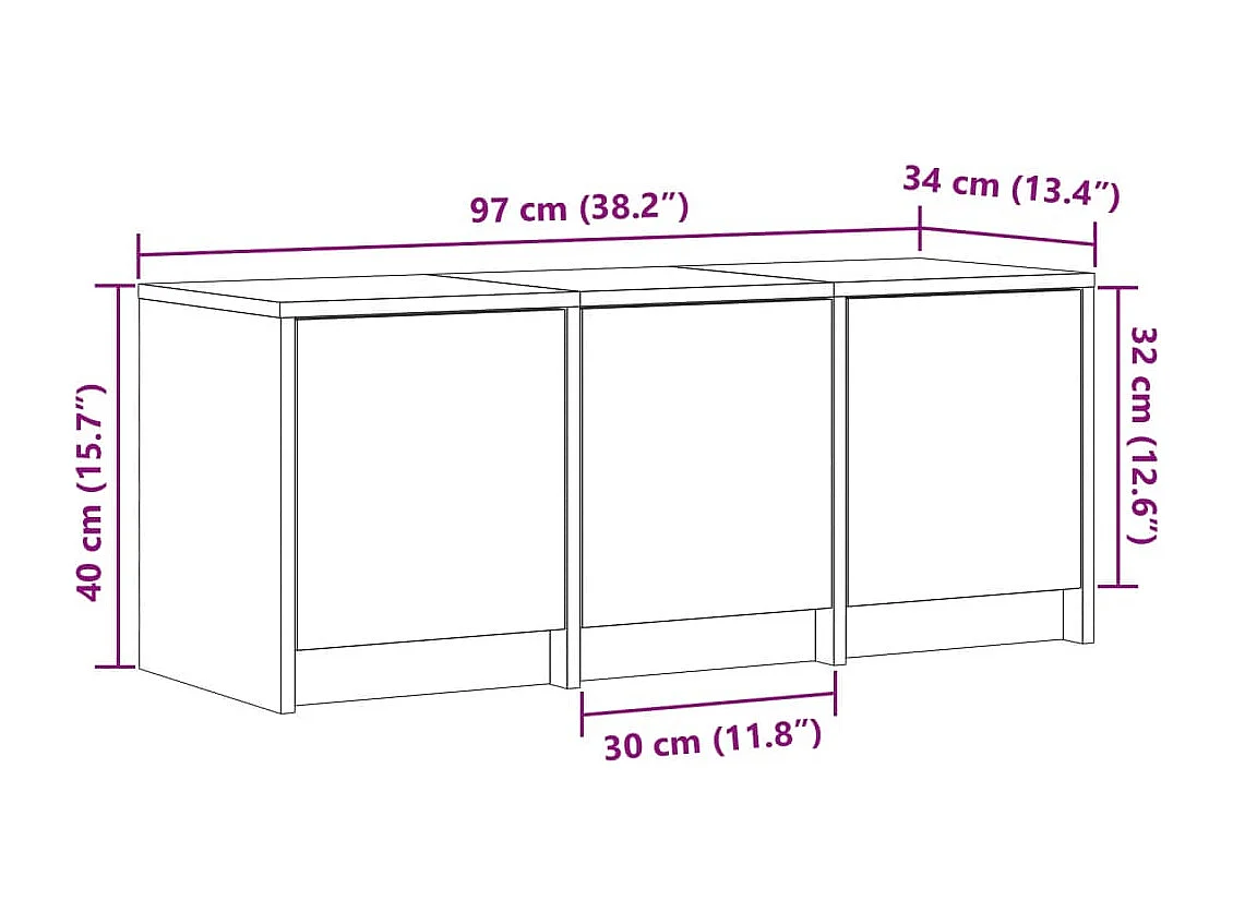 Tv-meubel met LED 97x34x40 cm bewerkt hout bruin eikenkleurig