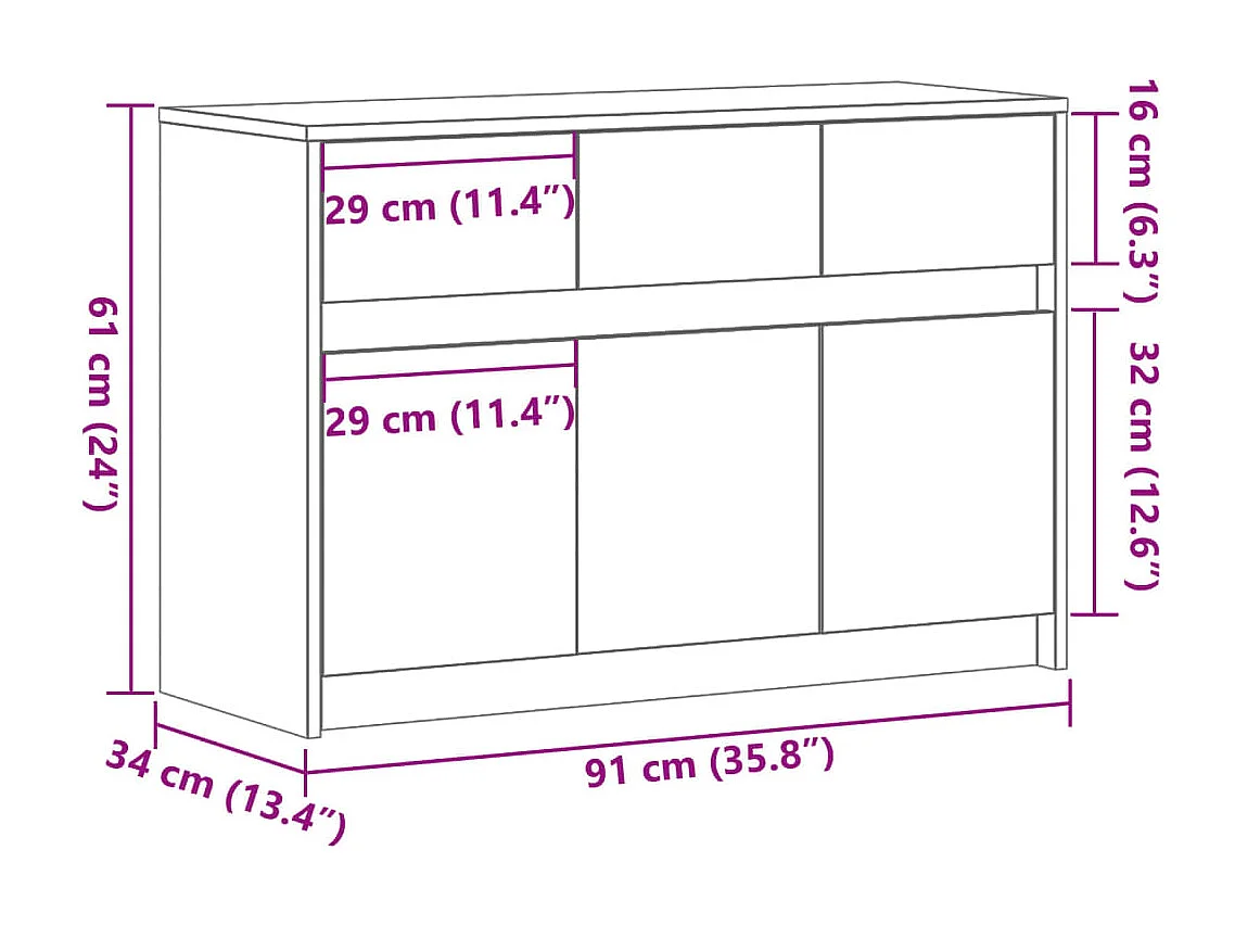 Móvel de TV com luzes LED derivados de madeira preto