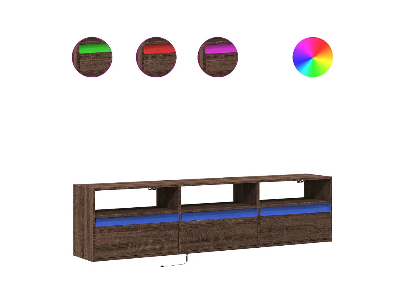 Meuble TV mural avec LED chêne marron 180x31x45 cm