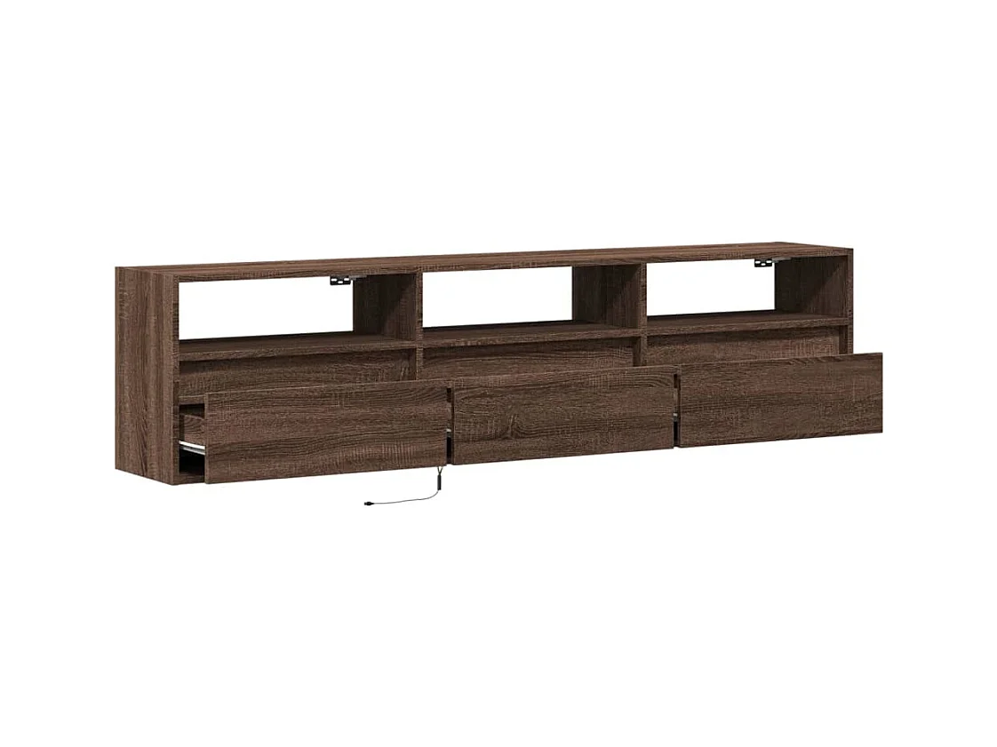 Meuble TV mural avec LED chêne marron 180x31x45 cm