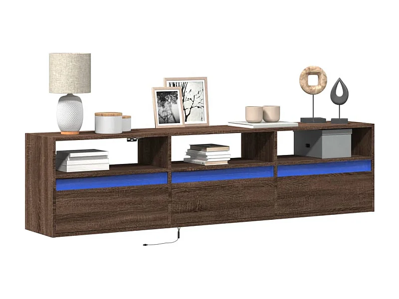Tv-wandmeubel met LED-verlichting 180x31x45 cm bruin eikenkleur