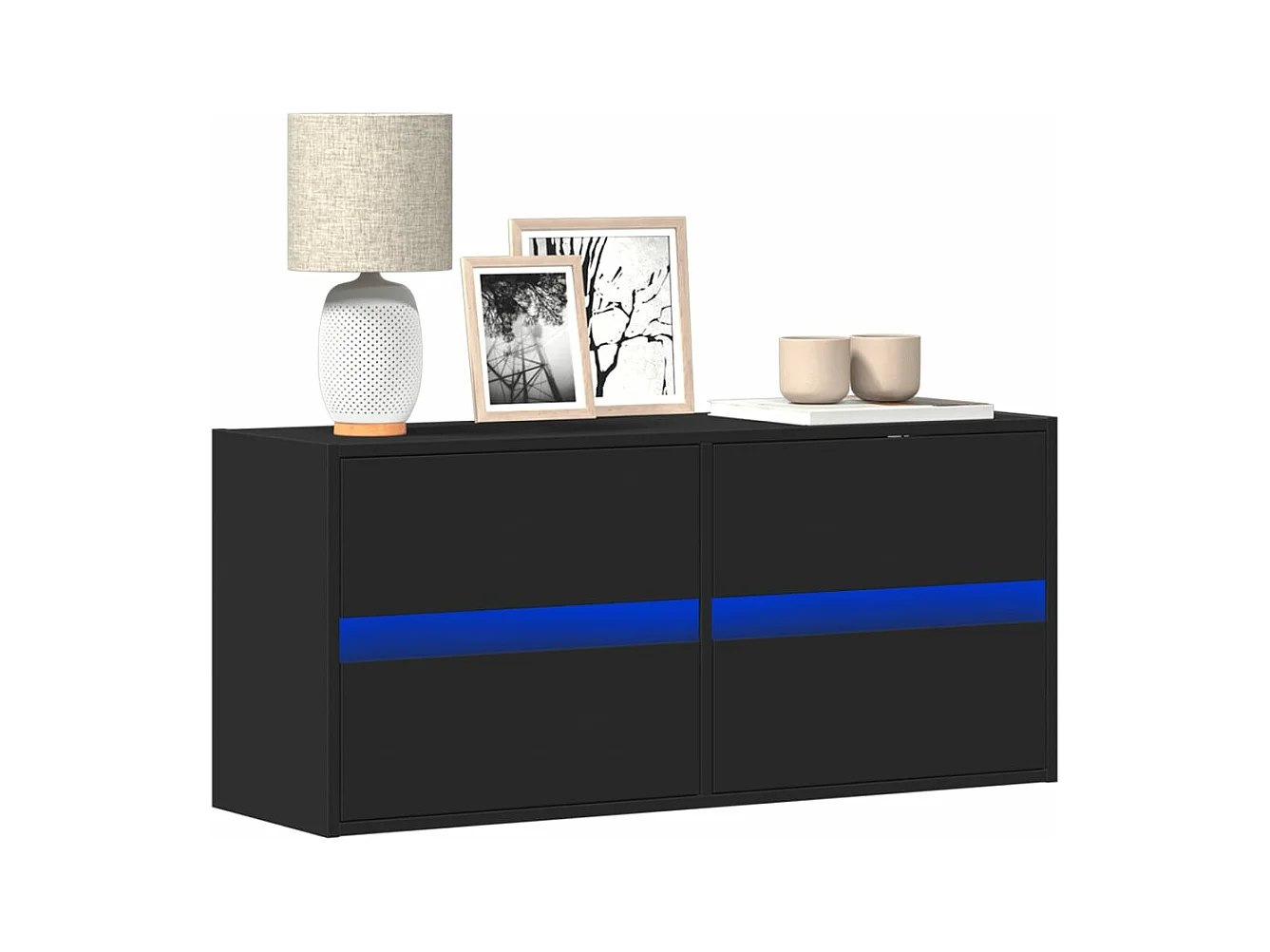 Meuble TV mural avec lumières LED noir 100x31x45 cm