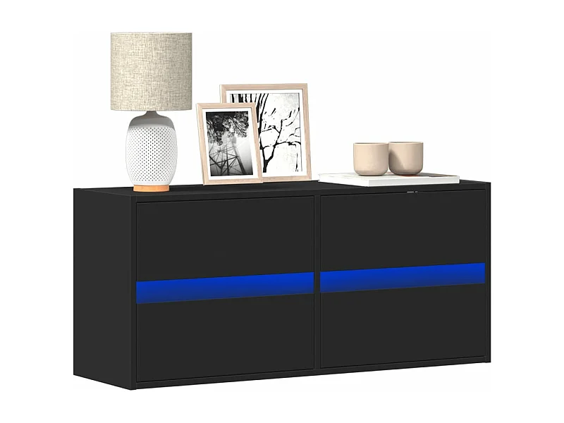 Móvel de parede para TV com luzes LED 100x31x45 cm preto