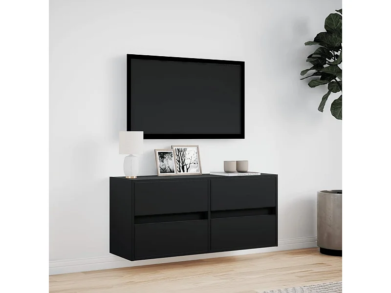 TV-Wandschrank mit LED-Beleuchtung Schwarz 100x31x45 cm