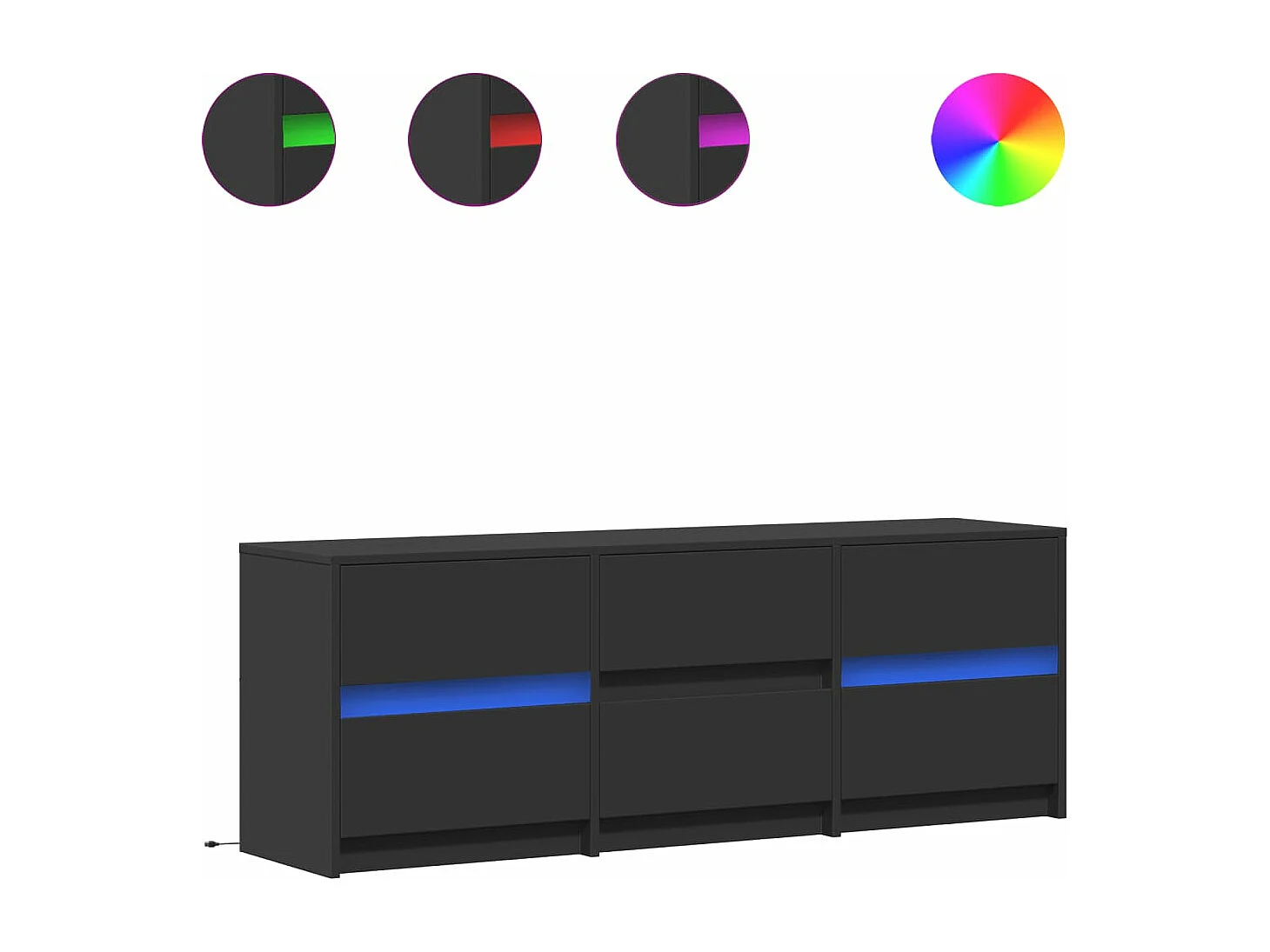 Meuble TV avec LED noir 140x34x50 cm bois d'ingénierie