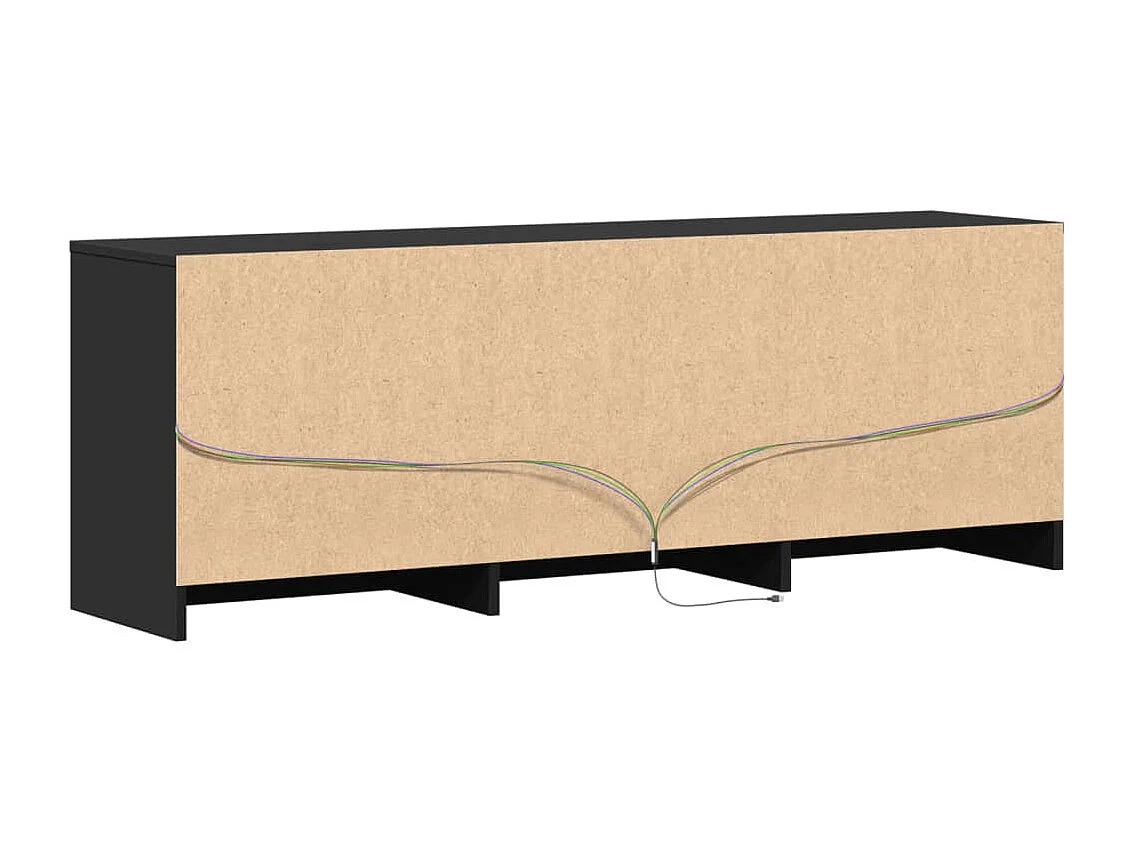 Meuble TV avec LED noir 140x34x50 cm bois d'ingénierie