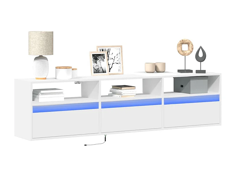 Tv-wandmeubel met LED-verlichting 180x31x45 cm wit