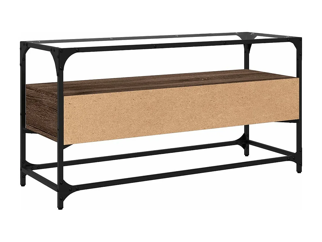 TV-Schrank mit Glasplatte Braun Eiche 98x35x51 cm Holzwerkstoff