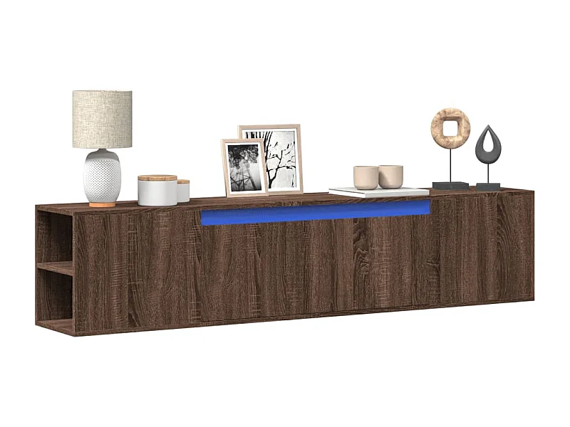 Meuble TV mural avec LED chêne marron 180x31x39,5 cm