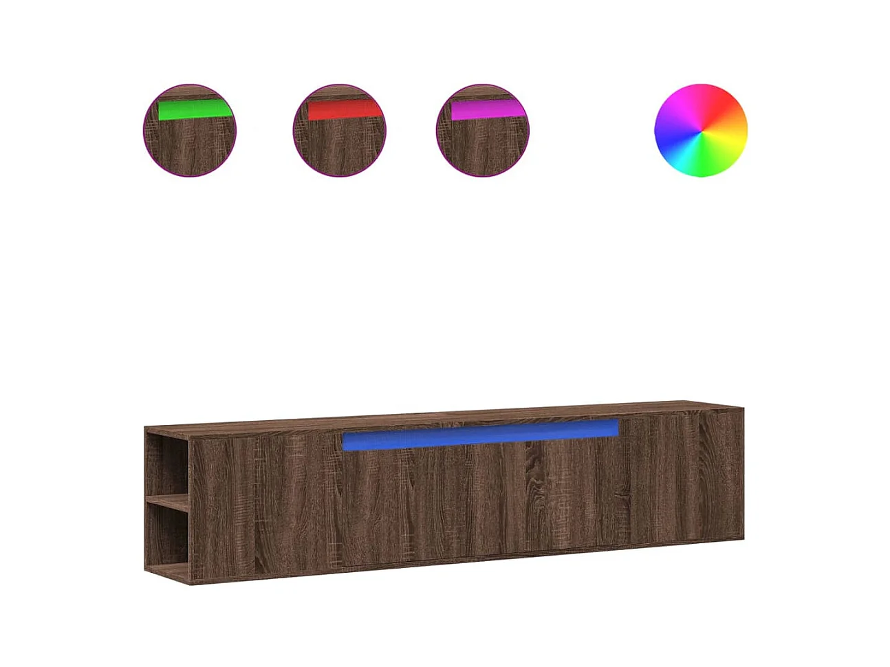 Meuble TV mural avec LED chêne marron 180x31x39,5 cm