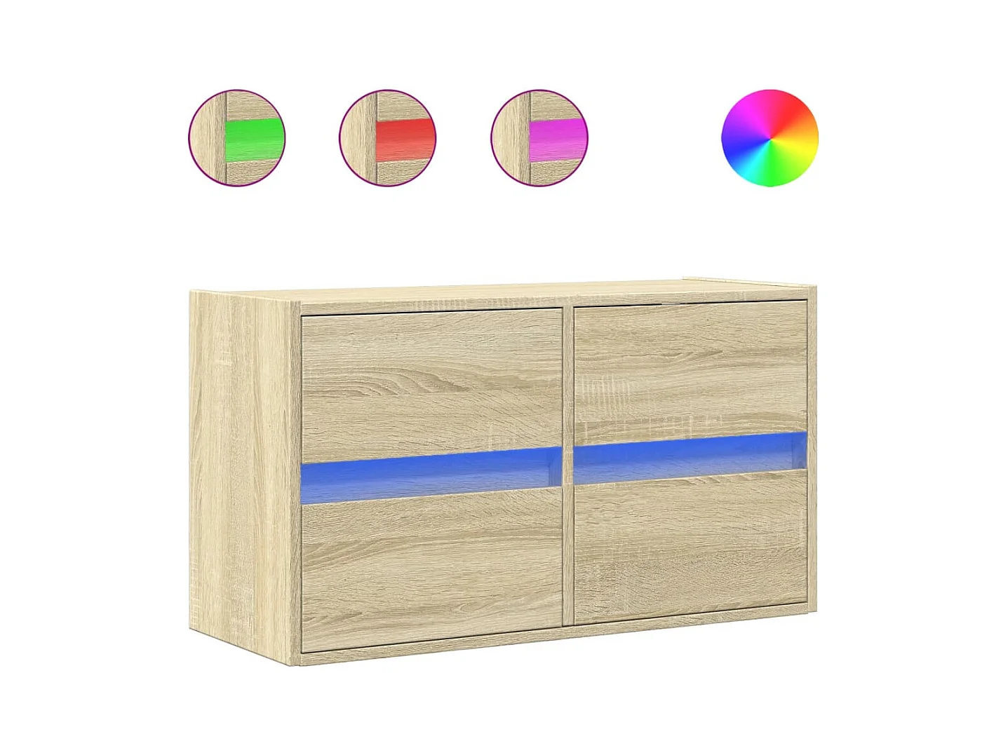 Meuble TV mural avec lumières LED chêne sonoma 80x31x45 cm