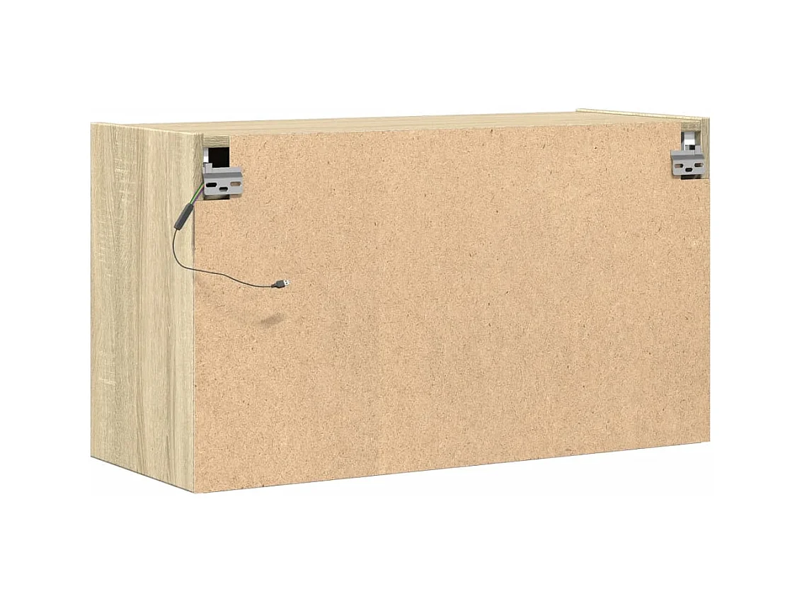 Meuble TV mural avec lumières LED chêne sonoma 80x31x45 cm