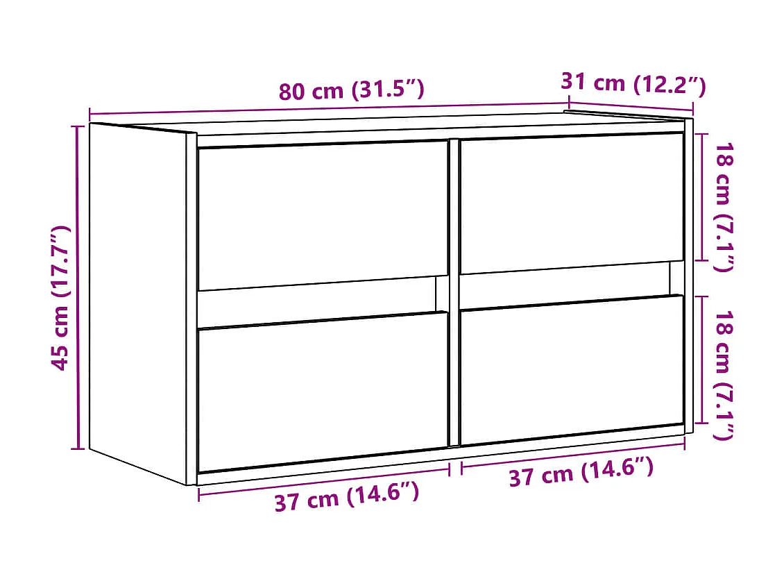Tv-wandmeubel met LED-verlichting 80x31x45 cm sonoma eikenkleur