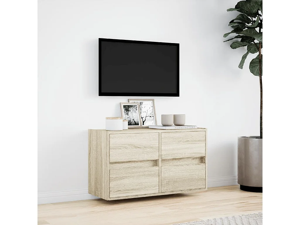 Tv-wandmeubel met LED-verlichting 80x31x45 cm sonoma eikenkleur